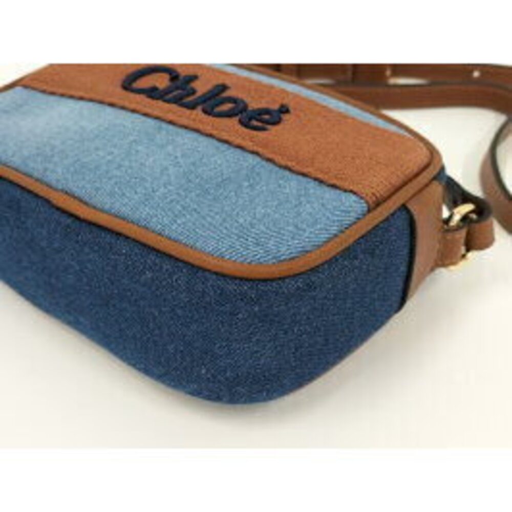 Chloe Shoulder Bag Leather Denim Blue Brown - Picture 3 of 8